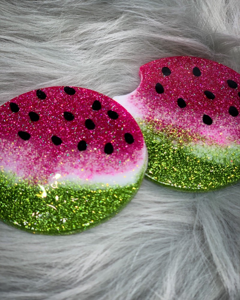Watermelon Glitter Car Coasters, Car Cup Holder Coaster – TheGlitterPress